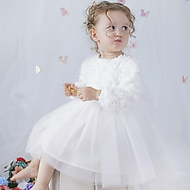 Gül Desenli Tütü Etek Arkası Fiyonk Model Kız Çocuk Özel Gün Elbisesi