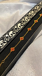 Çelik Mini Gold Bordo Cleef Bileklik