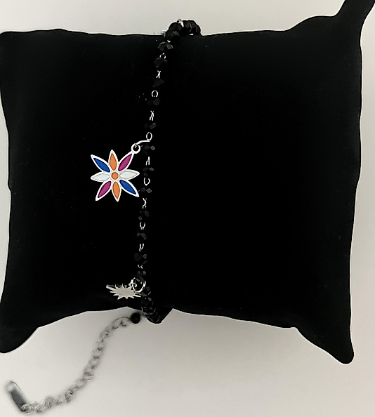 Çelik Silver Siyah Boncuklu Halhal