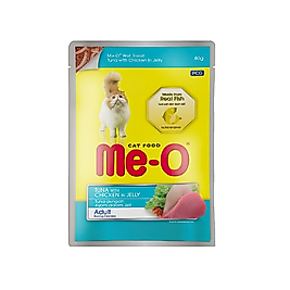 Me-O Jelly Ton Balıklı ve Tavuk Etli Yetişkin Kedi Konserve Maması (80 g)