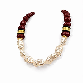 Zara Model İncili Ve Kahverengi Boncuk Kolye