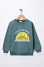 Erkek Çocuk "Fatih Sultan Mehmet" Baskılı Pamuklu Sweat