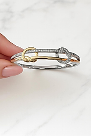 Gümüş Renk VİP Gold Detaylı Kelepçe Bileklik