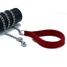 Doggie Polar Dokumadan El Yapımı Zincirli Köpek Gezdirme Kayışı 2x110 Cm Kırmızı