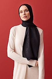 İmannoor Dama Desen Siyah Naia Pamuk Şal 70x200