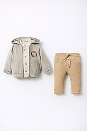 Erkek Bebek 6-24 Ay Hırkalı Üçlü Takım