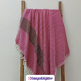 Jakarlı Balıksırtı Peştemal (Pembe-Bordo)