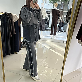 Kot detaylı triko takım