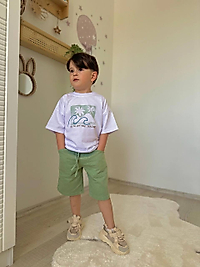 Erkek çocuk mint yeşili şort tişört takımı