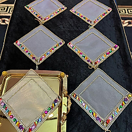 Renkli sıralı taş gold sunum peçetesi