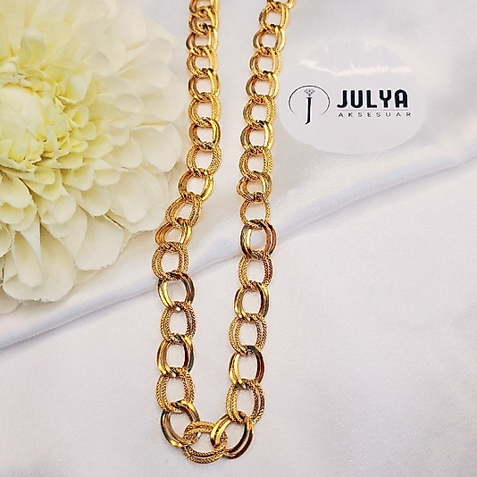 ÇELİK GOLD  GENİŞ  ZİNCİR ŞIK 55+5 CM KOLYE
