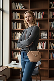 Halat tasarım askılı çanta latte