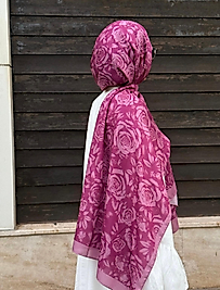 PAMUKLU SOFT ROZA DESEN ŞAL-LİLYUM