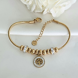 Hayat agaci Charm Çelik bileklik