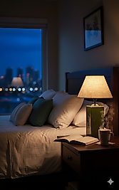 Dekoratif Seramik Kare Abajur Yeşil Krem AB019