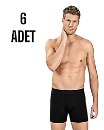Gümüş Erkek Licra Boxer Şort Siyah 6 Lı Paket