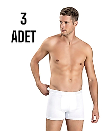 Gümüş Erkek Licra Boxer Şort Beyaz 3 Lü Paket