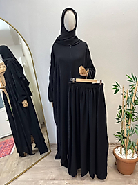 Bambu Börümcük Yarım Fermuar - Şalvarlı Cilbab Takım