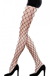 Kadın Siyah Geniş Fileli Külotlu Çorap