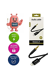 MobiLX M-X02 Lightning to 3.5mm AUX Ses Kablosu – iPhone Uyumlu, Stereo Ses Destekli, Altın Uçlu