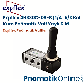 Expflex 4H330C-08-S | 1/4" 5/3 Kol Kum Pnömatik Valf Yaylı K.M G.Gövde