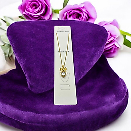Çelik kolye taşlı gold renk 45 cm