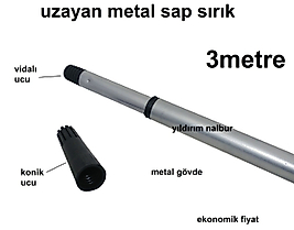 METAL SIRIK 3 METRE UZAYAN SAP METAL SAP VİDALI GRİ