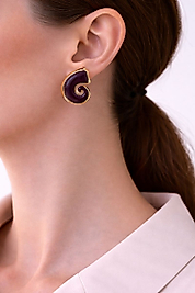 Bordo Spiral Formlu Gold Çerçeveli Kadın Küpe