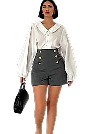 Düğme Detaylı Şık Midi Şort