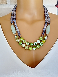 YEŞİL MOR UYUMU AKİK KOLYE