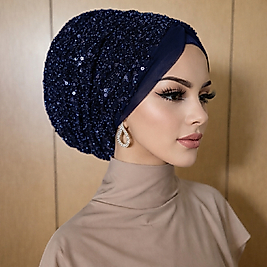 Lacivert taşlı abiye bone