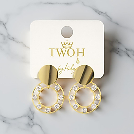 Gold Sallantalı Halka Baget Taşlı Küpe