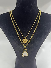 Ayıcık detaylı çelik kolye