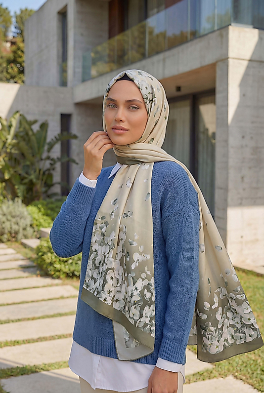 ALFA SİLK ŞAL PASTEL ÇİÇEK DESEN-1