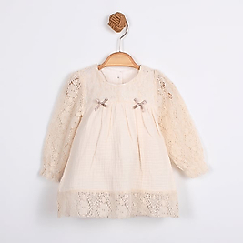 KARDELYA BEBE DANTELLİ KIZ BEBEK ELBİSE