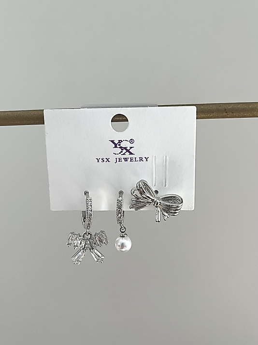 Rodyum Kaplama 3’lü Kurdele Silver Küpe