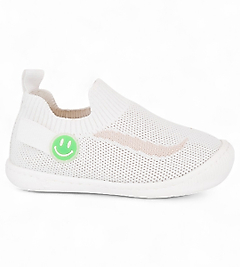 Fippo Unisex Bebek Kaymaz Ortopedik Taban Rahat Bağcıksız Beyaz İlk Adım Ayakkabısı&Sneaker