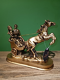 MERCAN MOBİLYA AKSESUAR,Atlı arabada segvililer,Gold, Polyester Dekoratif Maske Biblo, Gold Dekor, Yeni Yıl Hediyesi