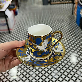 Mavi kuş desenli fincan takımı
