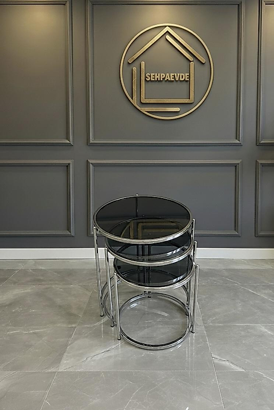 PARLAK KROM BLOK YUVARLAK ZİGON FÜME CAM