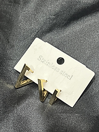 Üçlü üçgen model gold renk çelik küpe