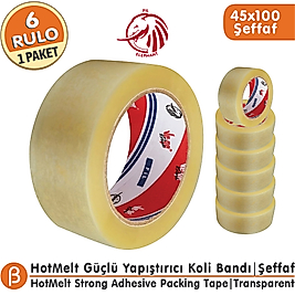 VEGE FİL 45x100 Şeffaf Koli Bandı Güçlü Yapışkan (6 Adet)