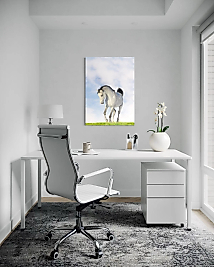 Beyaz Atlı Cam Tablo