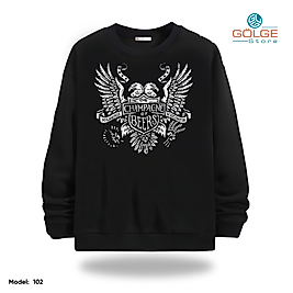 Motorcu Model Bisiklet Yaka Erkek kadın Slimfit Sweatshirt