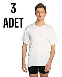 Sedef Yıldızı Erkek Penye Kapalı Yaka Atlet Beyaz 3 Lü Paket