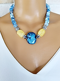 Seramik kuvarz ve akik kolye