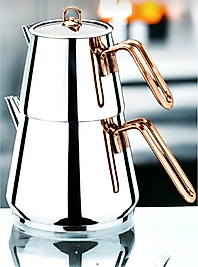 KIZILELMADA KRD Home Şık Gold Detaylı Çelik Çaydanlık