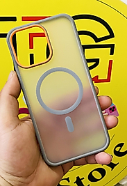 İphone 16 Pro Max Magsafe Filtre Detaylı Gri Telefon Kılıfı