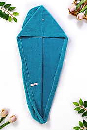 Düğmeli Turkuaz Havlu Bone