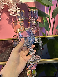 6 lı renkli kristal kadeh
